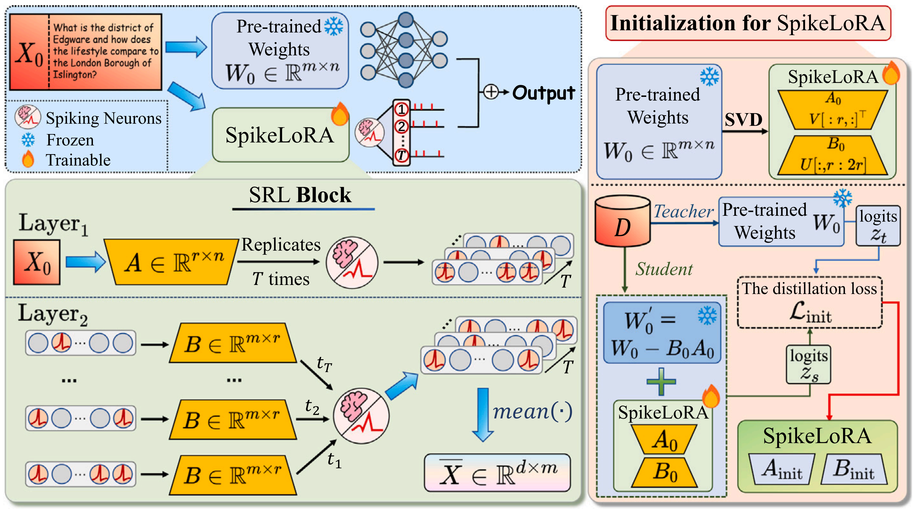 SpikeLoRA: Power-efficient low-rank adaptation based on spiking neural network
